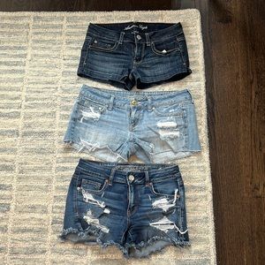 American Eagle - size 4 - 3 pair Jean shorts - regular waist shortie fit